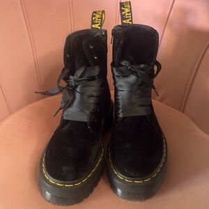Dr Martens Black Velvet Jadon platform boot